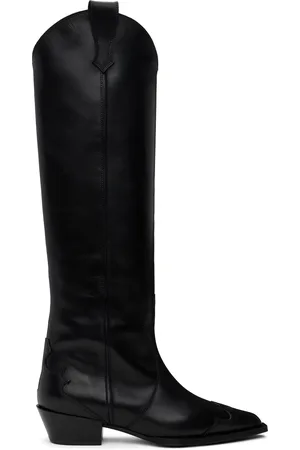 Aeyde Bottes de cowboy hautes Aruna noires en cuir