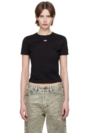 Diesel T-shirt Uncutie-Long noir à écusson à logo