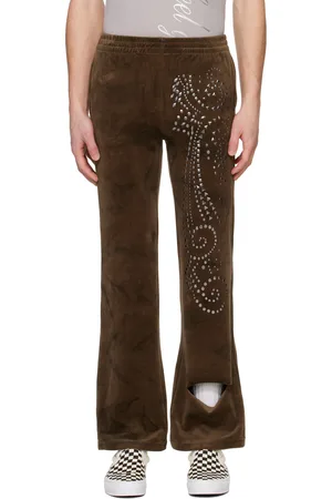 Praying Pantalon de survêtement évasé brun en velours