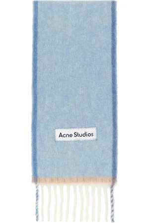 Acne Studios Écharpe fine bleue en laine et mohair