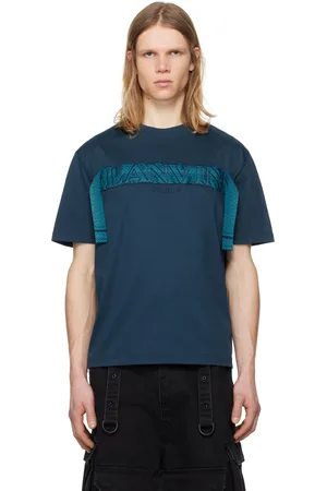 Lanvin T-shirt bleu marine à logo à lacets Curb