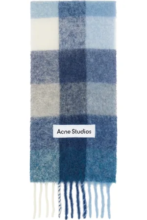 Acne Studios Écharpe bleue en mohair à carreaux