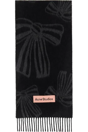 Acne Studios Écharpe noir et gris en cachemire à motif jacquard