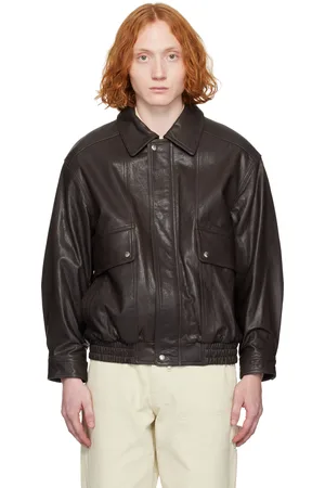 DUNST Blouson rétro surdimensionné brun en cuir