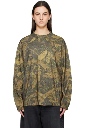 Acne Studios T-shirt brun et kaki à col ras du cou