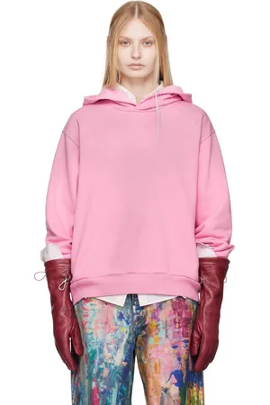 Acne Studios Pull à capuche rose à logo