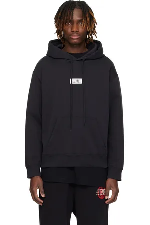 Maison Margiela Pull à capuche noir en coton non brossé