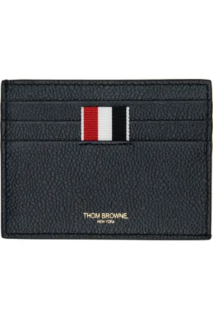 Thom Browne Porte-carte bleu marine en cuir grainé