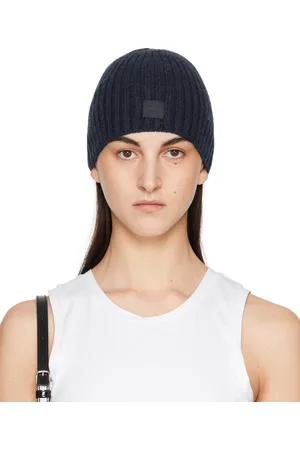 Acne Studios Bonnet bleu marine en tricot