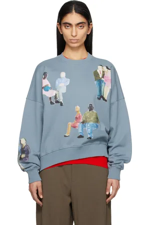J.W.Anderson Pull molletonné bleu à imprimé People