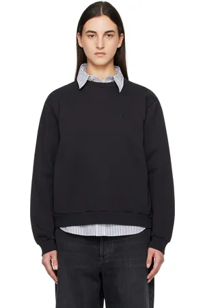 Acne Studios Pull molletonné noir en molleton à col ras du cou