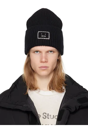 Acne Studios Bonnet noir à logo Face en pierres du Rhin