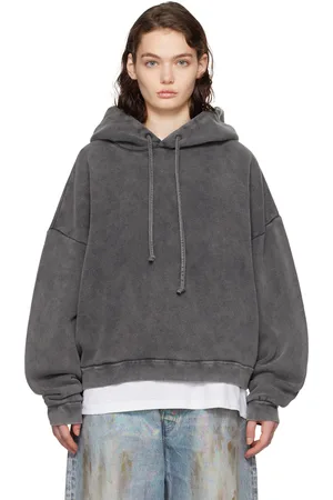Acne Studios Pull à capuche gris à écusson à logo