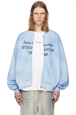 Acne Studios Pull bleu à logo et à glissière