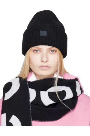 Acne Studios Bonnet noir à petit écusson à logo Face