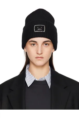 Acne Studios Bonnet noir à logo Face en pierres du Rhin