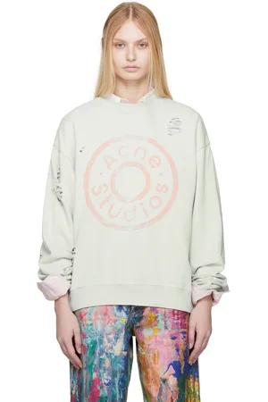 Acne Studios Pull molletonné bleu à logo imprimé