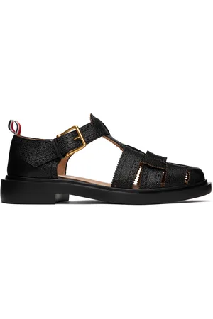 Thom Browne Sandales style pêcheur noires en cuir grainé