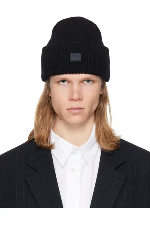 Acne Studios Bonnet noir à petit écusson à logo Face