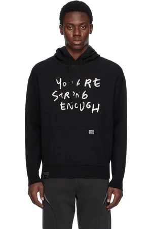 Izzue Pull à capuche noir en tricot à texte en intarsia