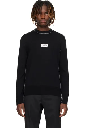 Maison Margiela Pull noir à piqures contrastantes