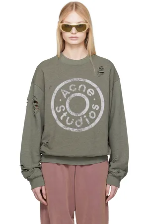 Acne Studios Pull molletonné kaki à logo imprimé