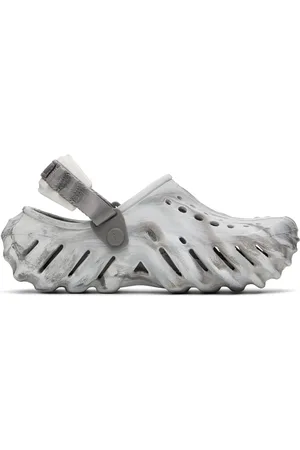 Crocs Sabots marbrés blanc et gris à semelle Echo