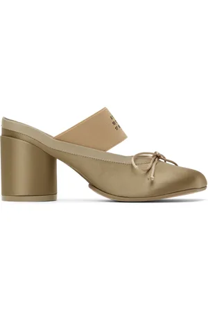 Maison Margiela Mules de style ballerine kaki en satin