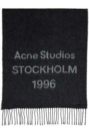 Acne Studios Écharpe noire à logo en jacquard