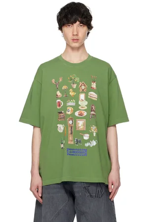 J.W.Anderson T-shirt vert à images de style diorama imprimées