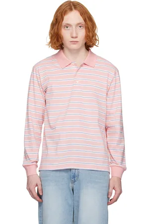 DUNST Polo rose et bleu à rayures et à col classique