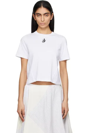 J.W.Anderson T-shirt écourté blanc à logo et à panneaux
