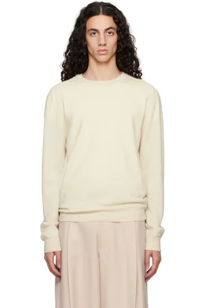 Maison Margiela Pull blanc cassé à empiècement aux coudes