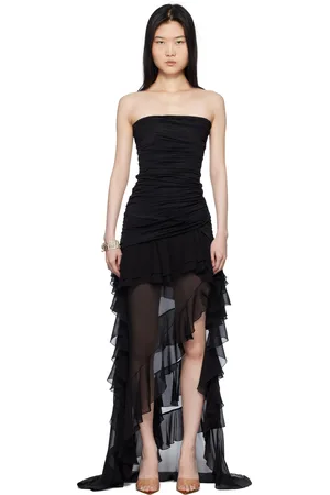 BLUMARINE Robe longue noire en jersey à bustier
