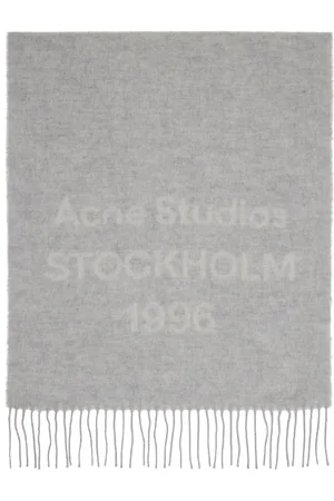 Acne Studios Écharpe grise à logo en jacquard
