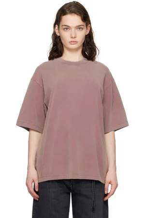 Acne Studios T-shirt décontracté mauve à col ras du cou