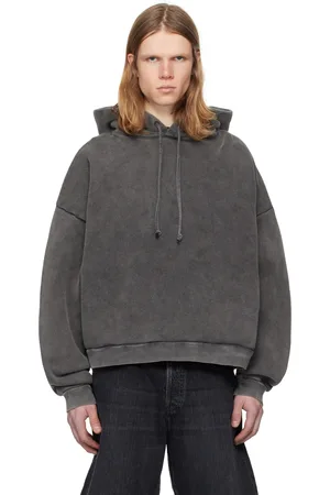 Acne Studios Pull à capuche noir à écusson à logo