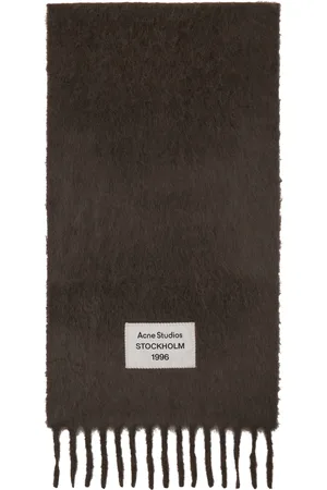 Acne Studios Écharpe grise en alpaga à franges