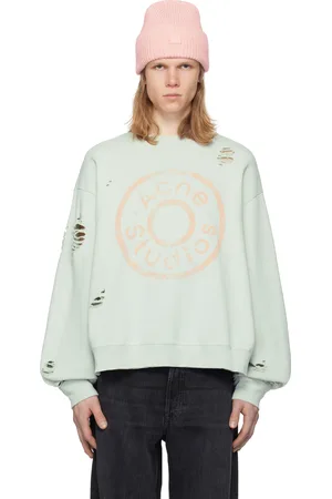Acne Studios Pull molletonné bleu à logo imprimé