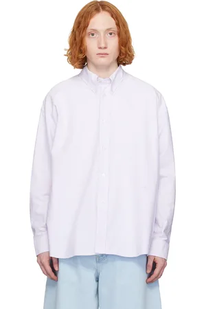 STUDIO NICHOLSON Chemise Ruskin mauve et blanc