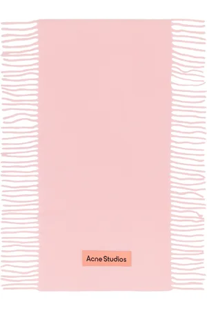Acne Studios Écharpe rose en laine à franges