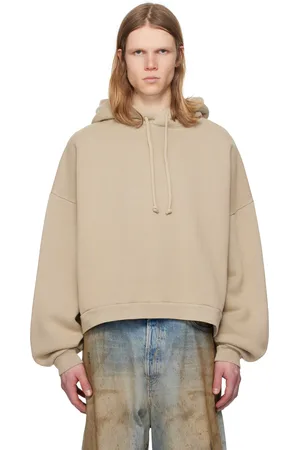 Acne Studios Pull à capuche taupe à logo