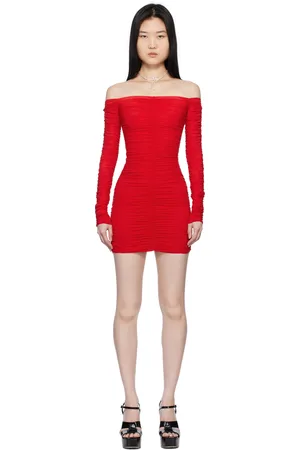 BLUMARINE Robe courte rouge à effet ruché