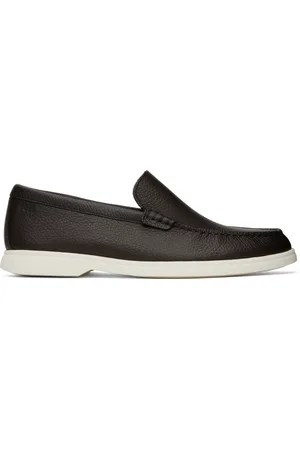 HUGO BOSS Flâneurs bruns en cuir foulonné