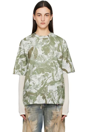 Acne Studios T-shirt gris et brun à col ras du cou