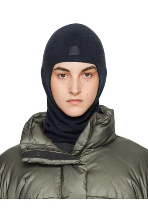 Acne Studios Passe-montagne bleu marine à écusson à logo Face