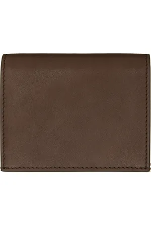 Thom Browne Porte-carte brun en cuir de veau souple