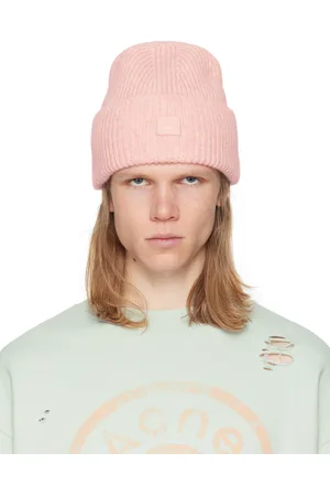 Acne Studios Bonnet rose à petit écusson à logo Face