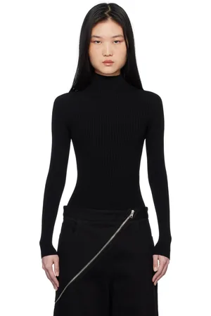 Alaïa Justaucorps noir en tricot côtelé