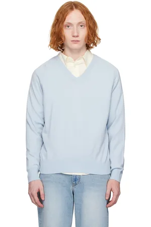 DUNST Pull doux bleu à col en V